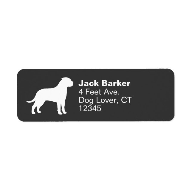 Bullmastiff Dog Silhouette Return Address Labels (Front)