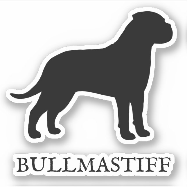 Bullmastiff Dog Silhouette Waterproof Vinyl Decal (Front)