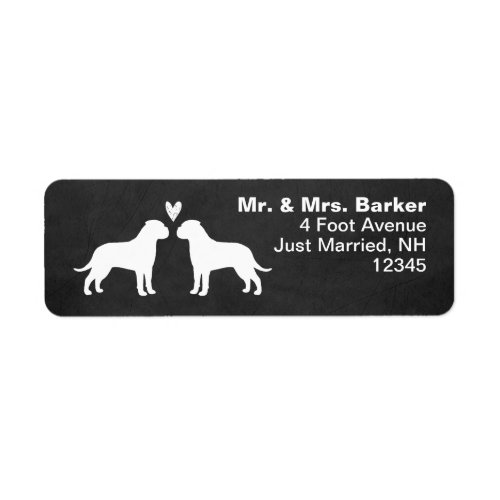 Bullmastiff Dog Silhouettes Couple Return Address Label