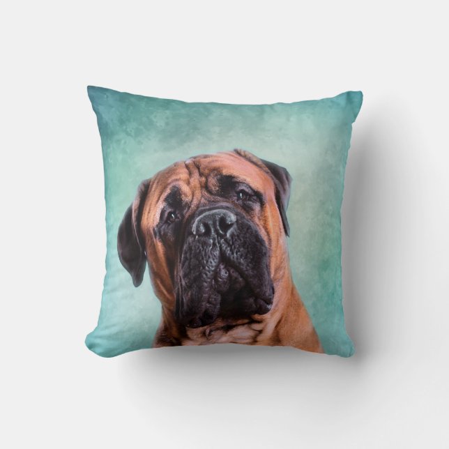 Bullmastiff dog throw pillow (Front)