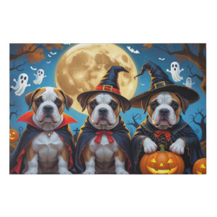 Bullmastiff Dogs Pumpkin Halloween Funny Faux Canvas Print