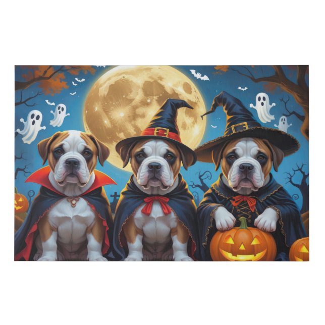 Bullmastiff Dogs Pumpkin Halloween Funny Faux Canvas Print (Front)