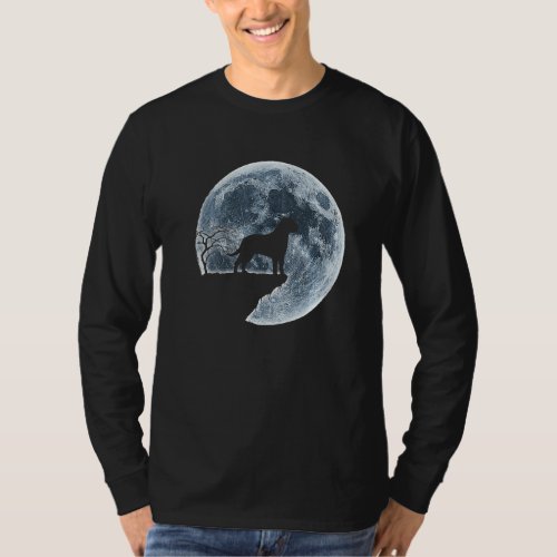 Bullmastiff Halloween Costume Moon Silhouette T_Shirt