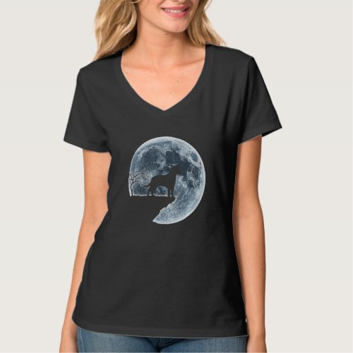 Bullmastiff Halloween Costume Moon Silhouette T_Shirt