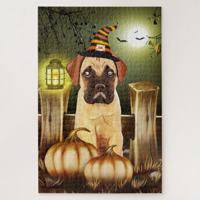 Bullmastiff  Halloween Jigsaw Puzzle (Vertical)