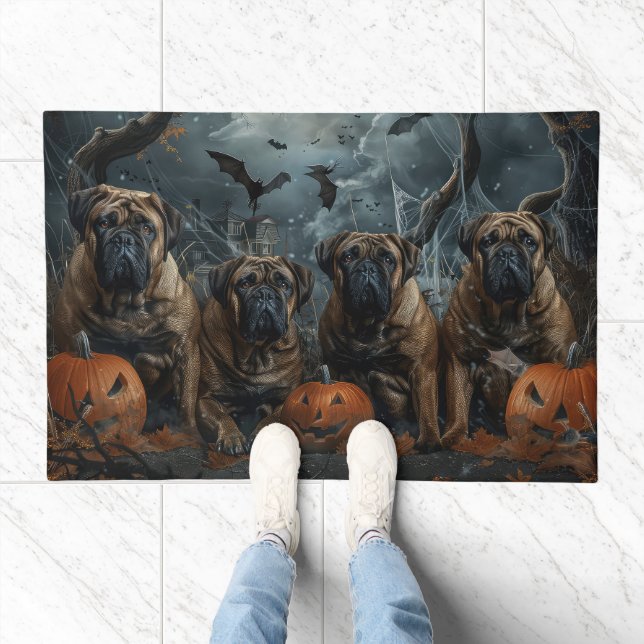 Bullmastiff Halloween Night Doggy Delight Doormat (Indoor)