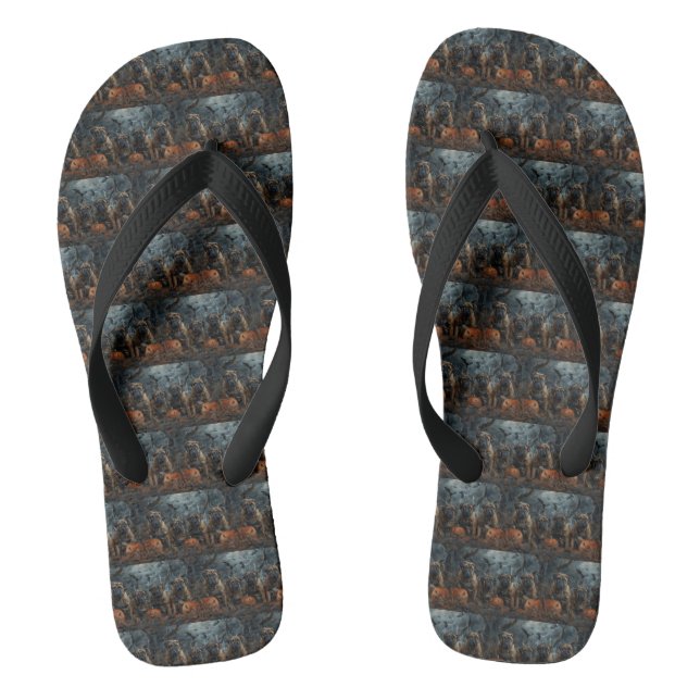 Bullmastiff Halloween Night Doggy Delight Flip Flops (Footbed)
