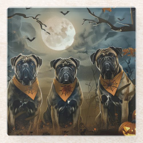 Bullmastiff Halloween Spooky Glass Coaster