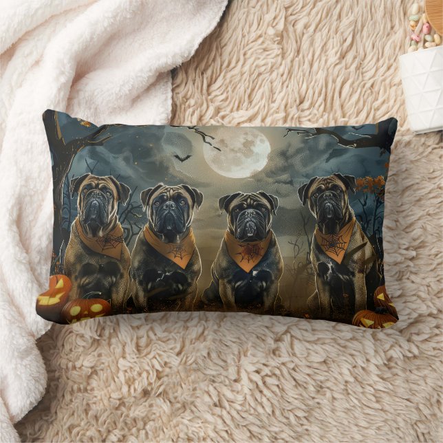 Bullmastiff Halloween Spooky Lumbar Pillow (Blanket)