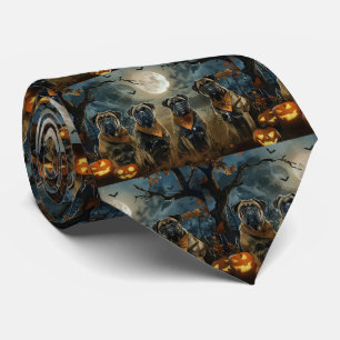Bullmastiff Halloween Spooky Neck Tie