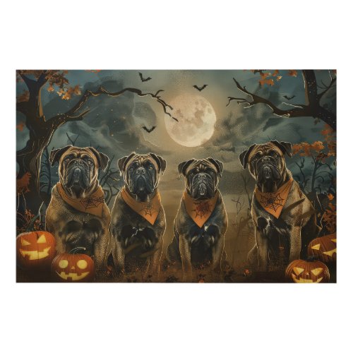 Bullmastiff Halloween Spooky Wood Wall Art