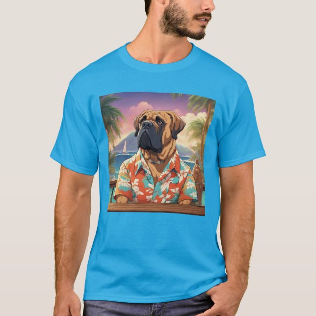 Bullmastiff Hawaiian Tee Shirt (Front)