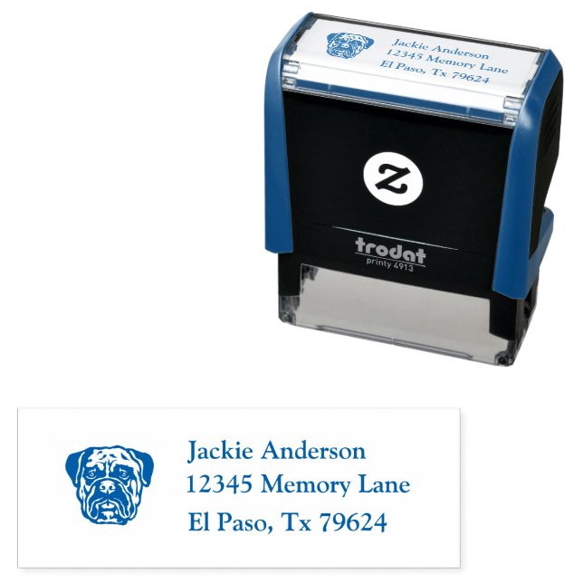 BULLMASTIFF Image Name and Return Address Self-inking Stamp (In Situ)