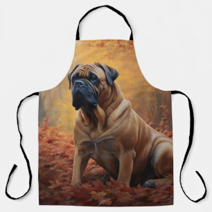 Bullmastiff  in Autumn Leaves Fall Inspire Apron