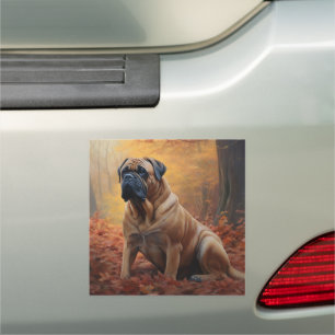 Bullmastiff in Autumn Leaves Fall Inspire Car Magnet