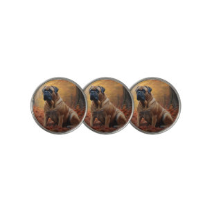 Bullmastiff in Autumn Leaves Fall Inspire Golf Ball Marker