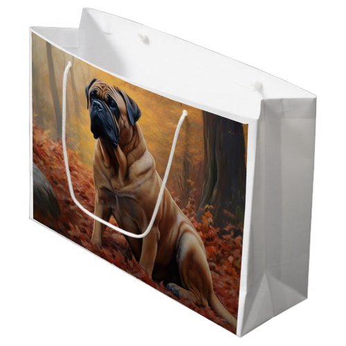 Bullmastiff  in Autumn Leaves Fall Inspire Large Gift Bag