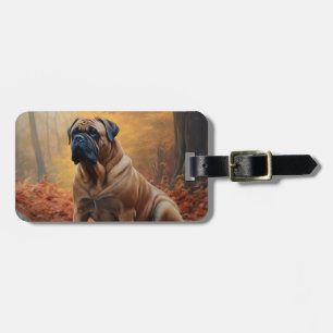 Bullmastiff in Autumn Leaves Fall Inspire Luggage Tag