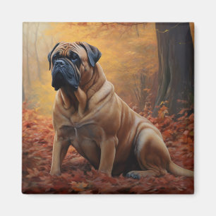 Bullmastiff in Autumn Leaves Fall Inspire Magnet