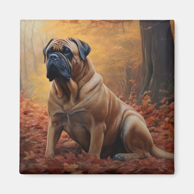 Bullmastiff  in Autumn Leaves Fall Inspire Magnet (Front)