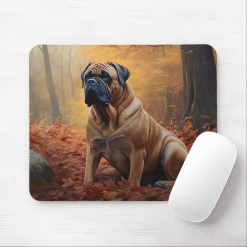 Bullmastiff  in Autumn Leaves Fall Inspire Mouse Pad
