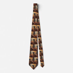 Bullmastiff  in Autumn Leaves Fall Inspire Neck Tie