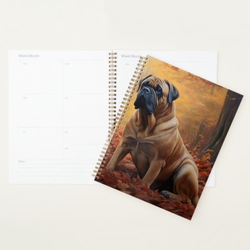 Bullmastiff  in Autumn Leaves Fall Inspire Planner