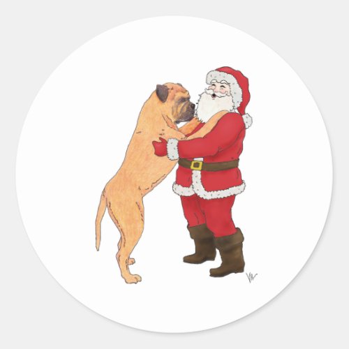 Bullmastiff Jowly Christmas Greeting Classic Round Sticker