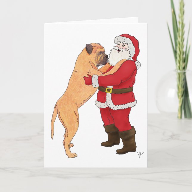 Bullmastiff Jowly Christmas Greeting Holiday Card (Front)