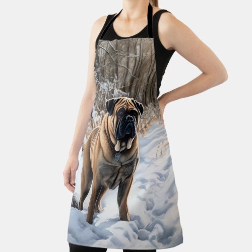 Bullmastiff Let It Snow Christmas Apron