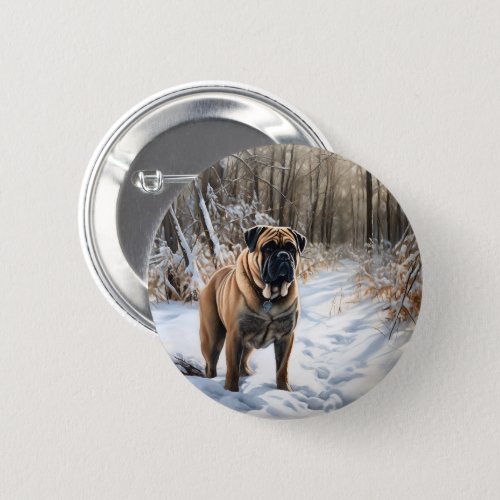 Bullmastiff Let It Snow Christmas Button