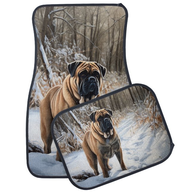 Bullmastiff Let It Snow Christmas Car Floor Mat (Set)