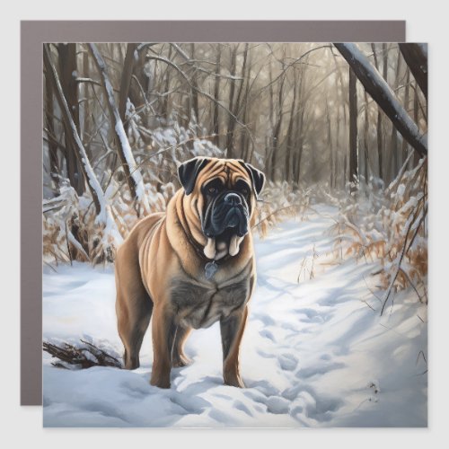 Bullmastiff Let It Snow Christmas Car Magnet