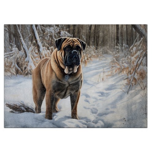 Bullmastiff Let It Snow Christmas Cutting Board