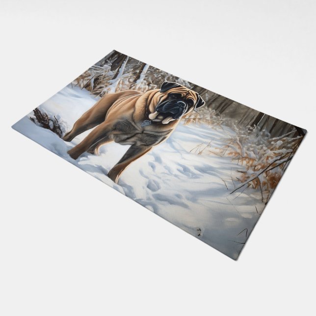 Bullmastiff Let It Snow Christmas Doormat (Angled)
