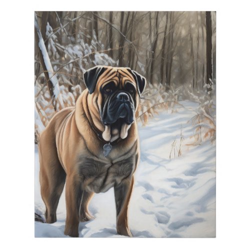 Bullmastiff Let It Snow Christmas Faux Canvas Print