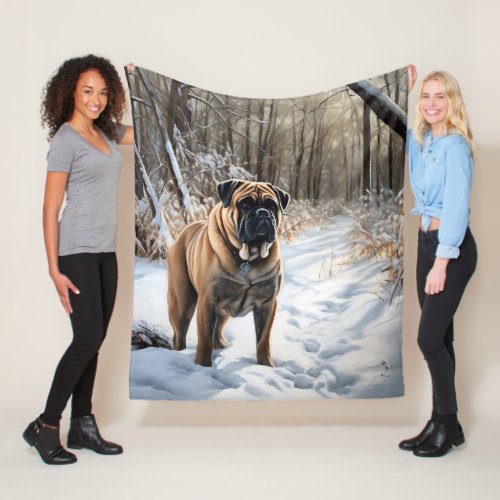 Bullmastiff Let It Snow Christmas Fleece Blanket