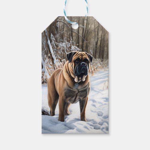 Bullmastiff Let It Snow Christmas Gift Tags