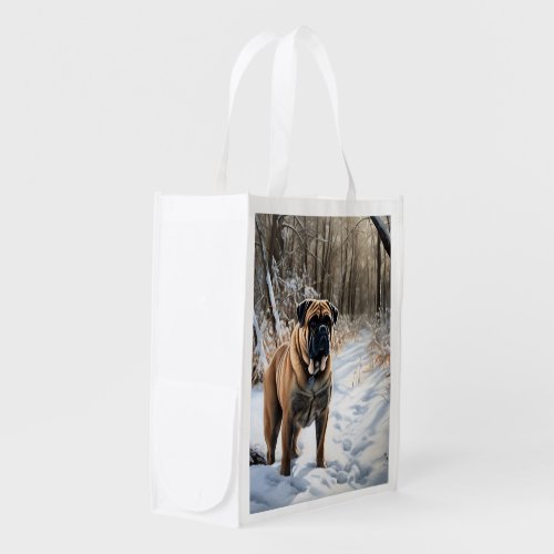 Bullmastiff Let It Snow Christmas Grocery Bag