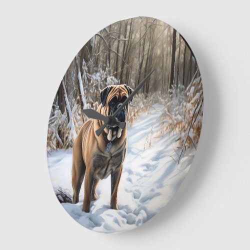 Bullmastiff Let It Snow Christmas Large Clock