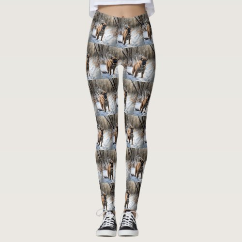 Bullmastiff Let It Snow Christmas Leggings