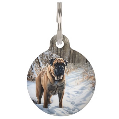 Bullmastiff Let It Snow Christmas Pet ID Tag