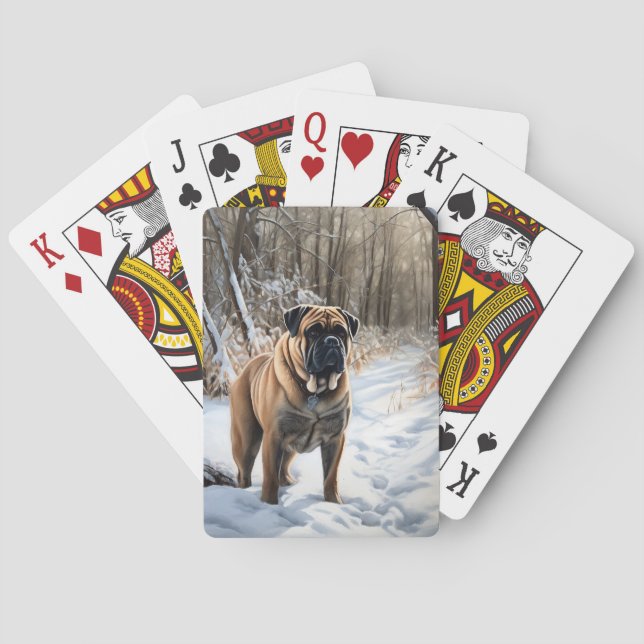 Bullmastiff Let It Snow Christmas Poker Cards (Back)
