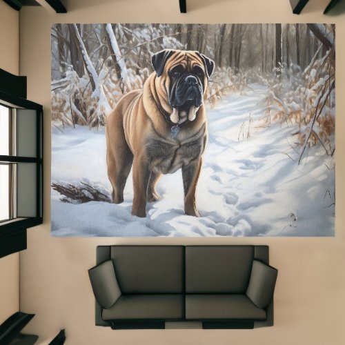 Bullmastiff  Let It Snow Christmas Rug