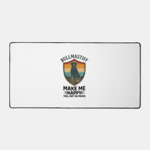 Bullmastiff Make Me Happy Dog Shield Retro Sunset Desk Mat