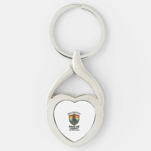 Bullmastiff Make Me Happy Dog Shield Retro Sunset Keychain