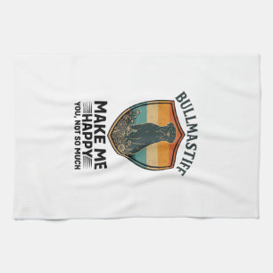 Bullmastiff Make Me Happy Dog Shield Retro Sunset Kitchen Towel