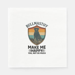 Bullmastiff Make Me Happy Dog Shield Retro Sunset Napkins