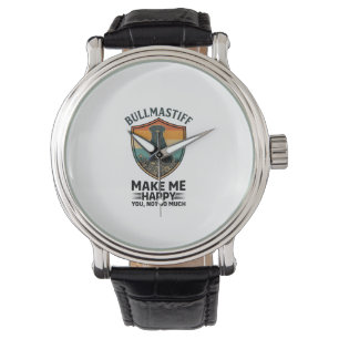 Bullmastiff Make Me Happy Dog Shield Retro Sunset Watch
