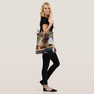 Bullmastiff on a Paddle: A Scenic Adventure Tote Bag